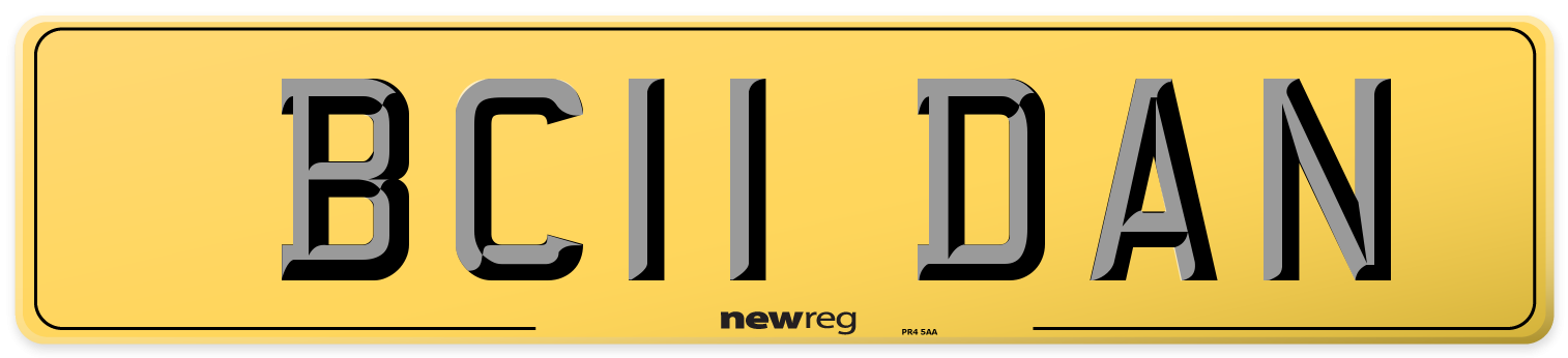 BC11 DAN Rear Number Plate