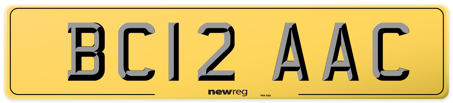 BC12 AAC Rear Number Plate