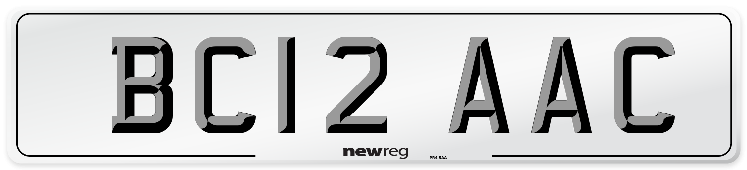 BC12 AAC Front Number Plate