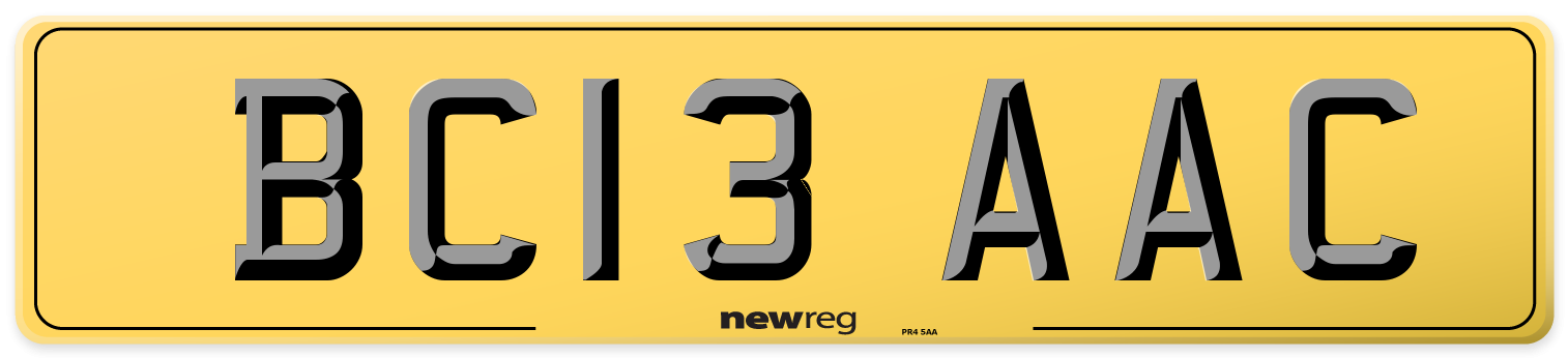 BC13 AAC Rear Number Plate