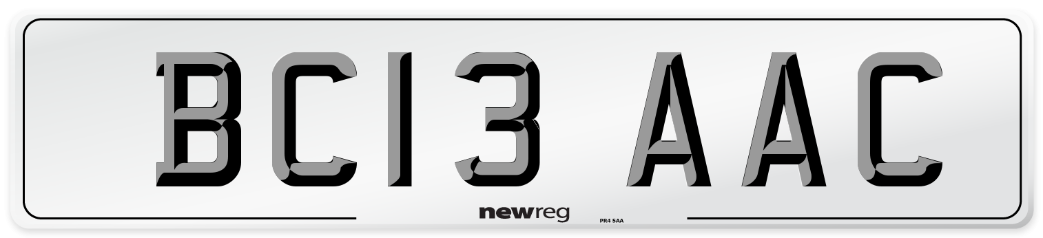 BC13 AAC Front Number Plate
