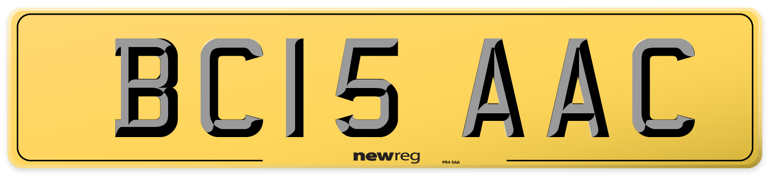 BC15 AAC Rear Number Plate