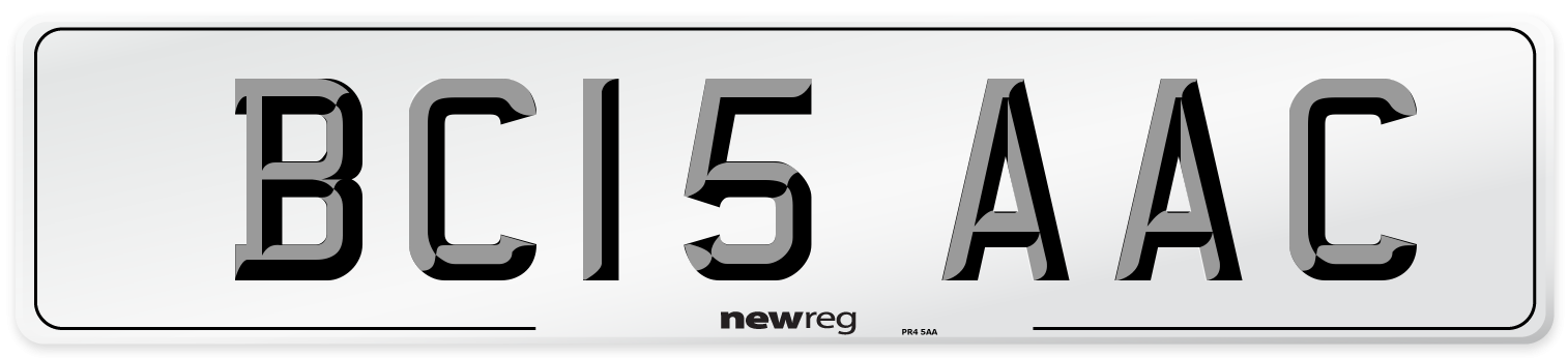 BC15 AAC Front Number Plate