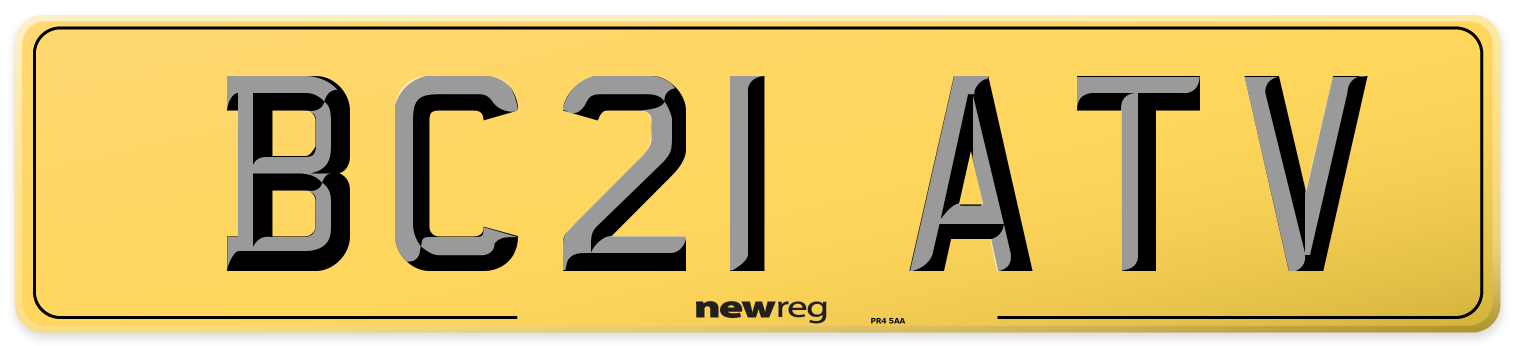 BC21 ATV Rear Number Plate