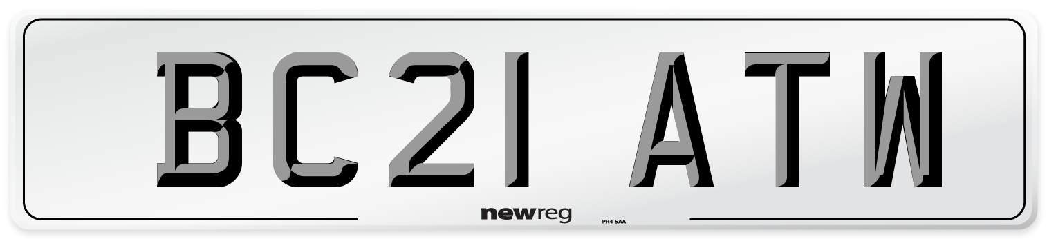 BC21 ATW Front Number Plate