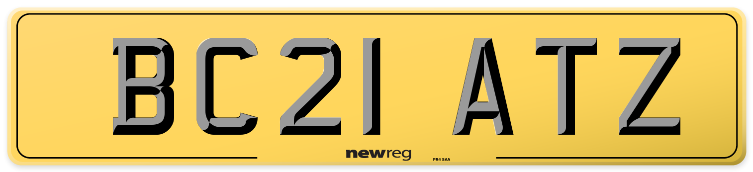 BC21 ATZ Rear Number Plate