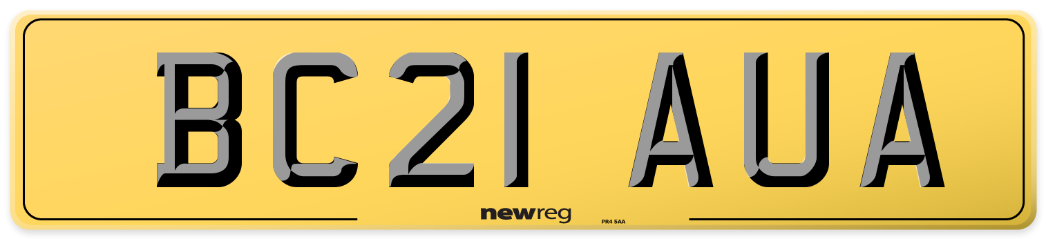 BC21 AUA Rear Number Plate