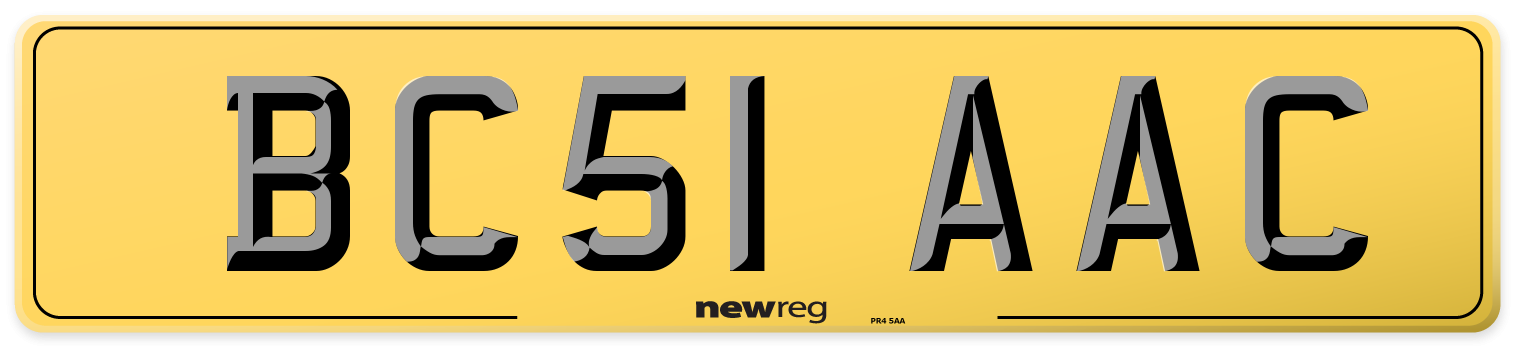 BC51 AAC Rear Number Plate
