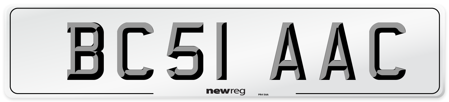 BC51 AAC Front Number Plate