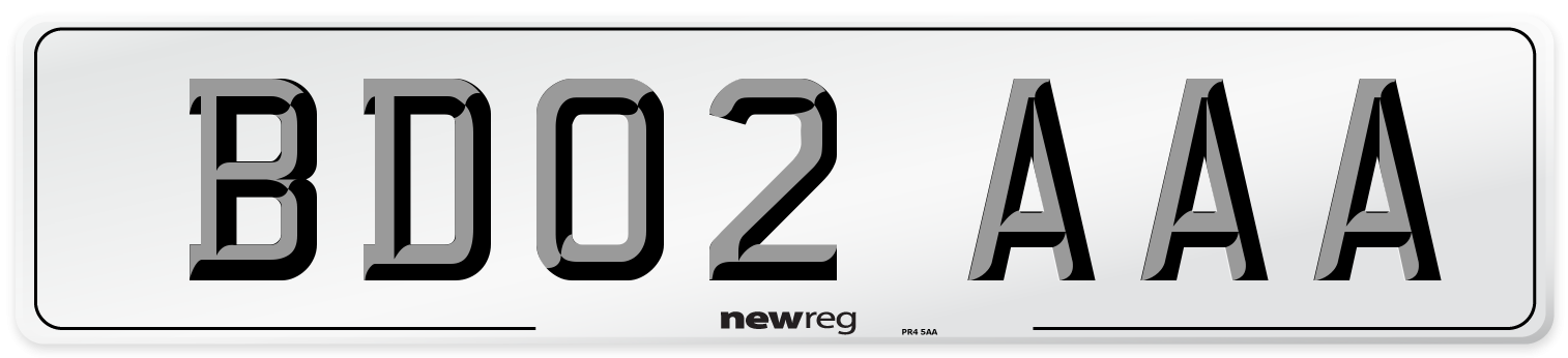 BD02 AAA Front Number Plate