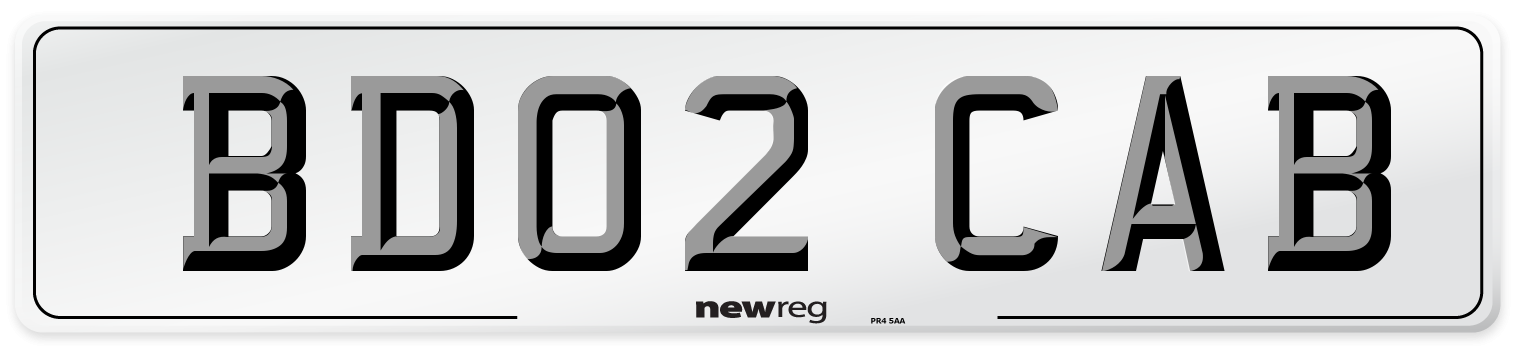 BD02 CAB Front Number Plate