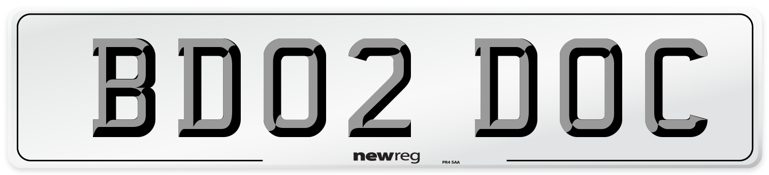 BD02 DOC Front Number Plate