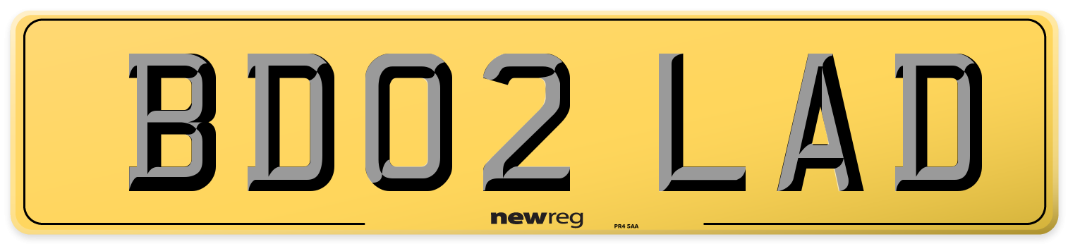 BD02 LAD Rear Number Plate