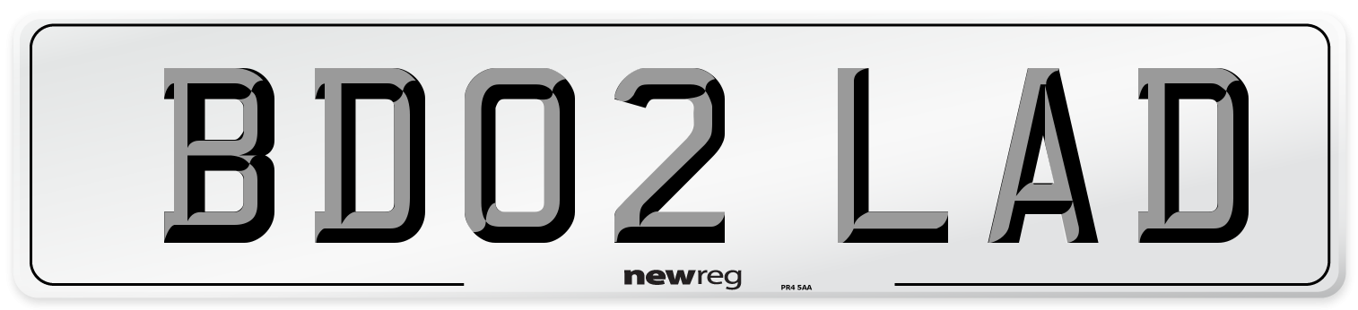 BD02 LAD Front Number Plate