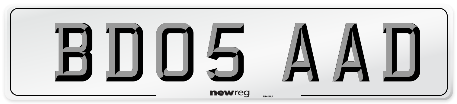 BD05 AAD Front Number Plate