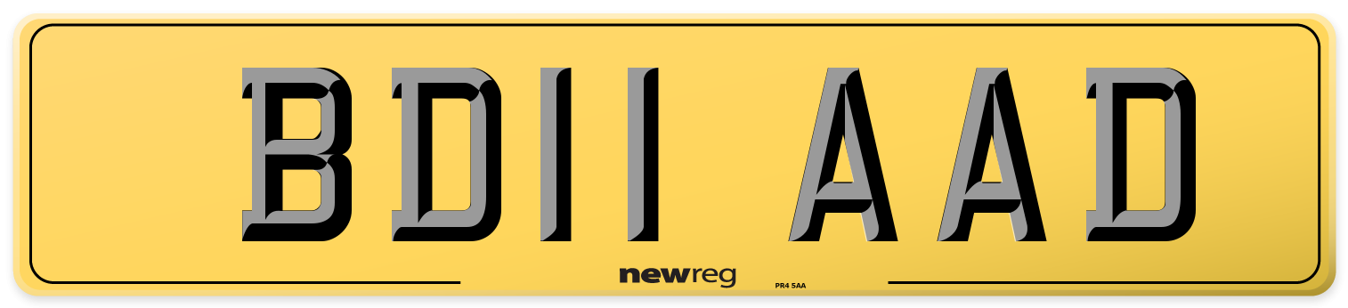 BD11 AAD Rear Number Plate