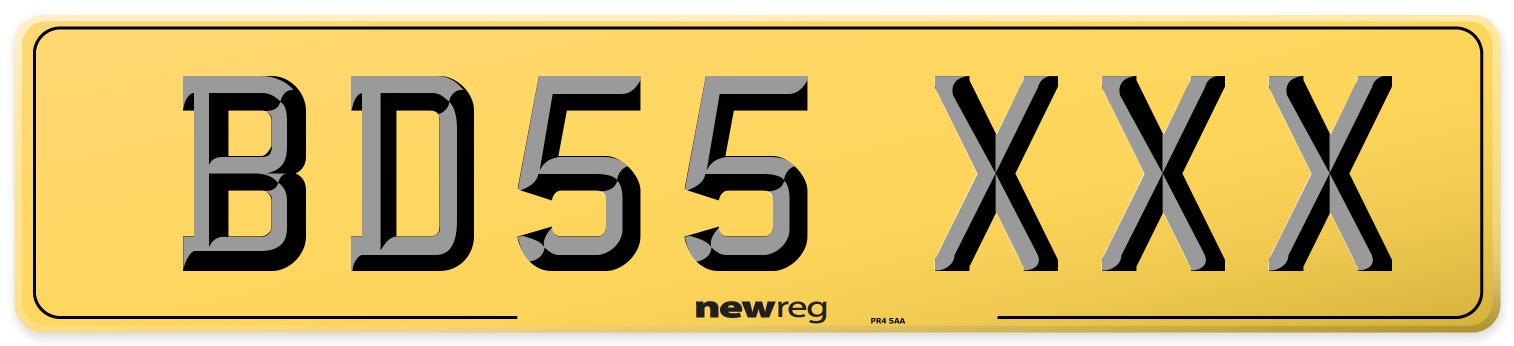 BD55 XXX Rear Number Plate