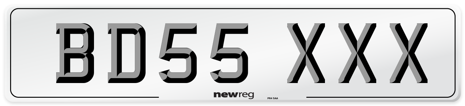 BD55 XXX Front Number Plate