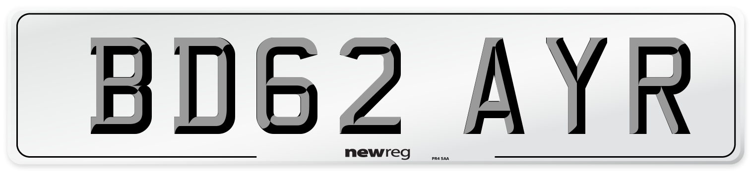 BD62 AYR Front Number Plate