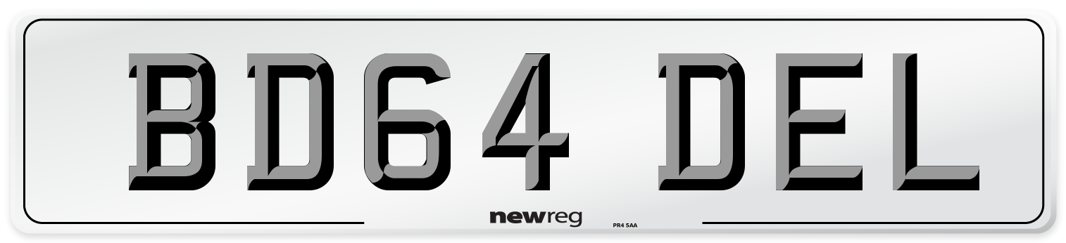 BD64 DEL Front Number Plate
