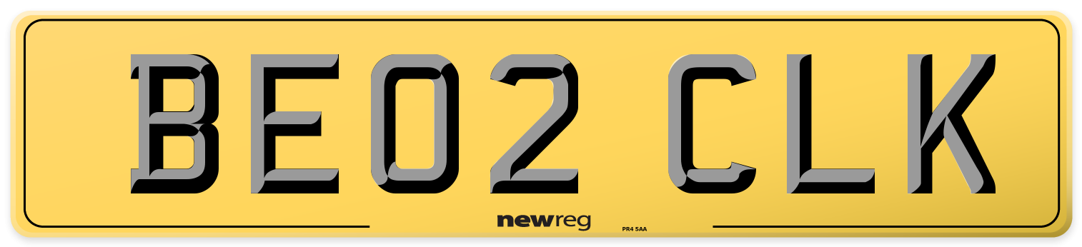 BE02 CLK Rear Number Plate