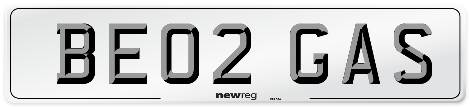 BE02 GAS Front Number Plate