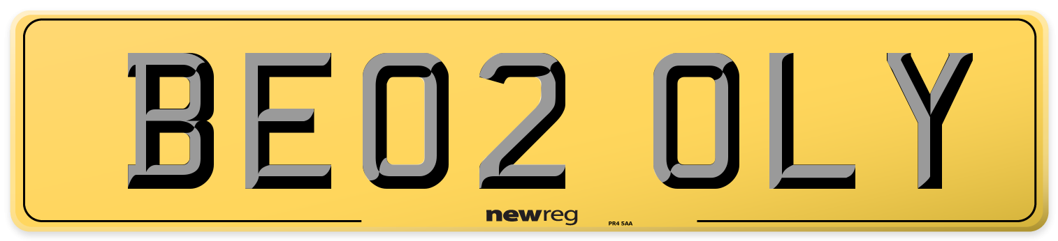 BE02 OLY Rear Number Plate