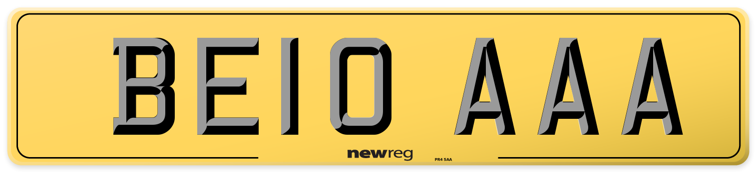 BE10 AAA Rear Number Plate