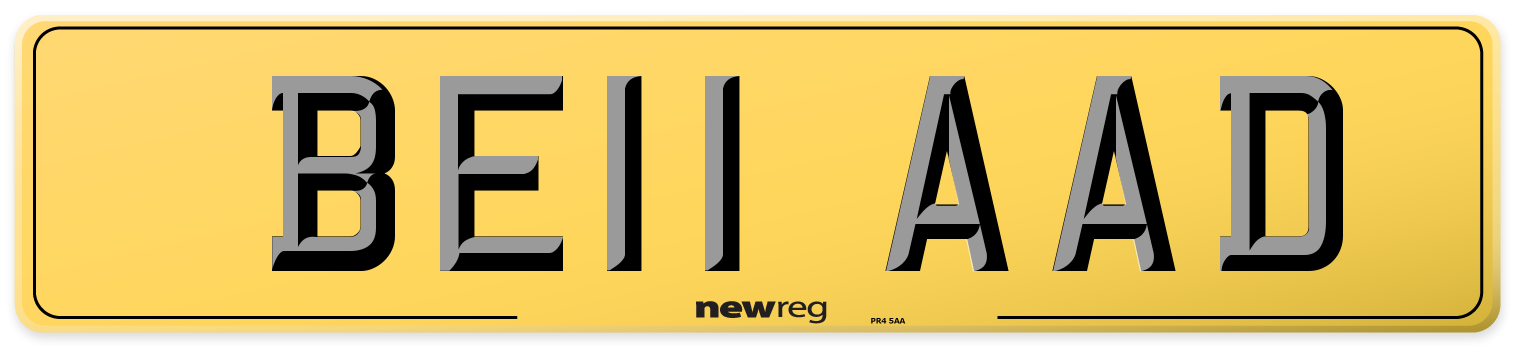 BE11 AAD Rear Number Plate