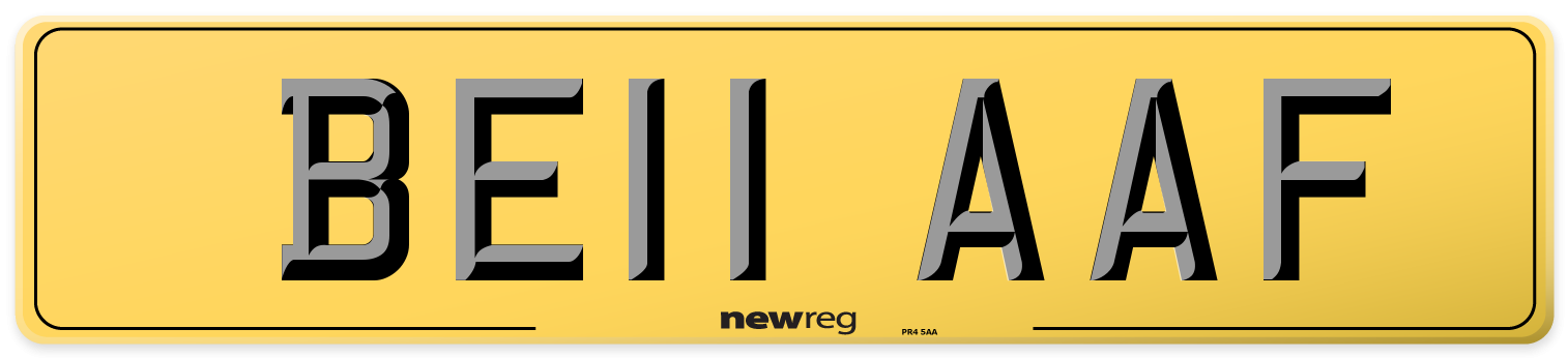 BE11 AAF Rear Number Plate