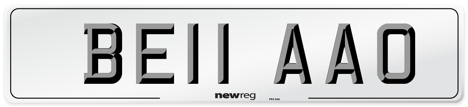 BE11 AAO Front Number Plate