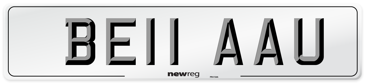 BE11 AAU Front Number Plate