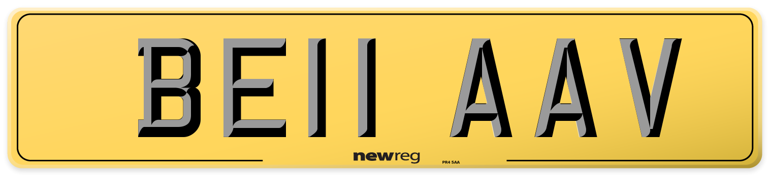 BE11 AAV Rear Number Plate