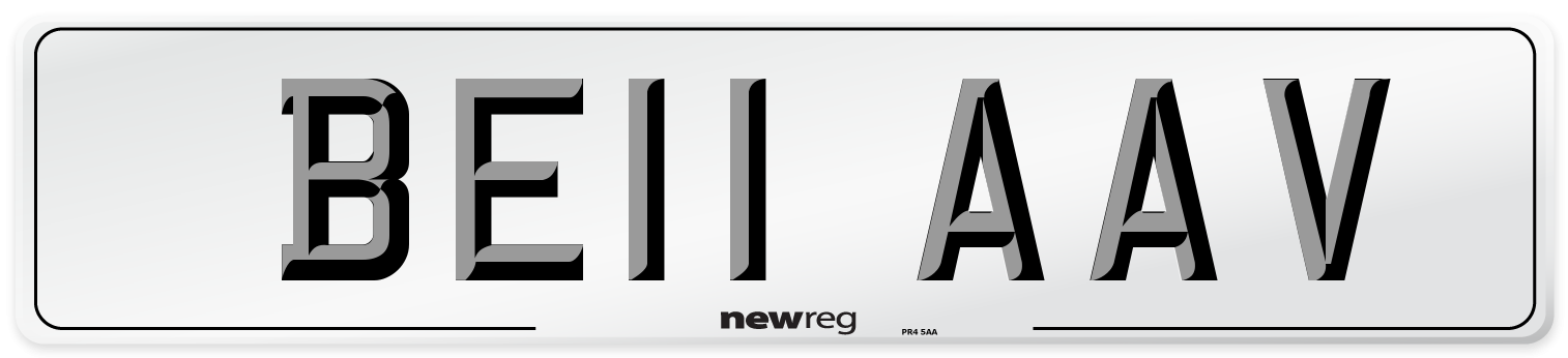 BE11 AAV Front Number Plate