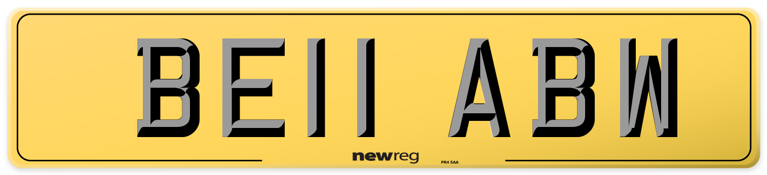BE11 ABW Rear Number Plate