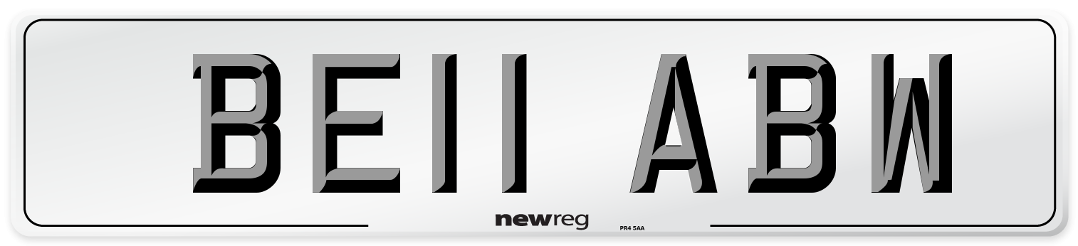 BE11 ABW Front Number Plate