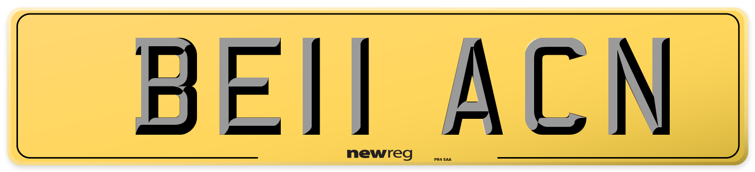 BE11 ACN Rear Number Plate