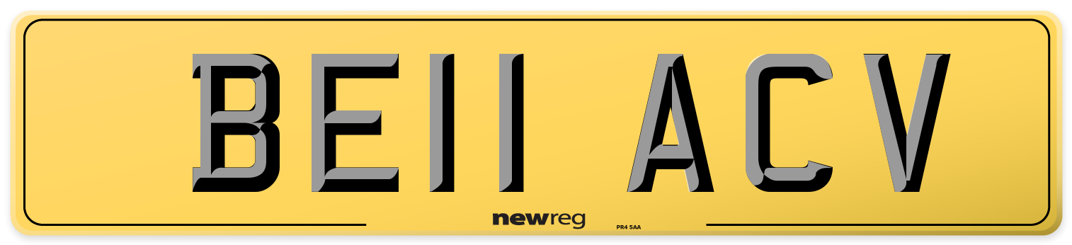 BE11 ACV Rear Number Plate
