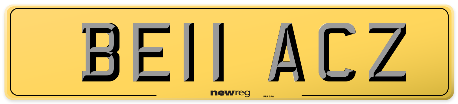 BE11 ACZ Rear Number Plate