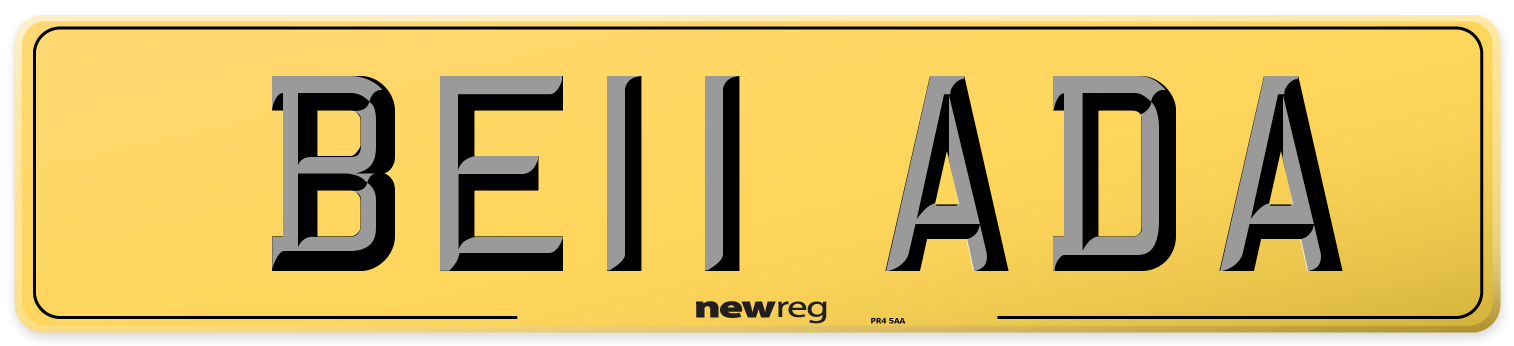 BE11 ADA Rear Number Plate