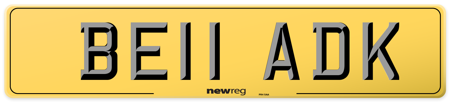 BE11 ADK Rear Number Plate
