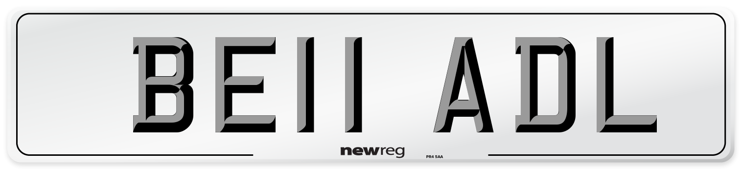 BE11 ADL Front Number Plate