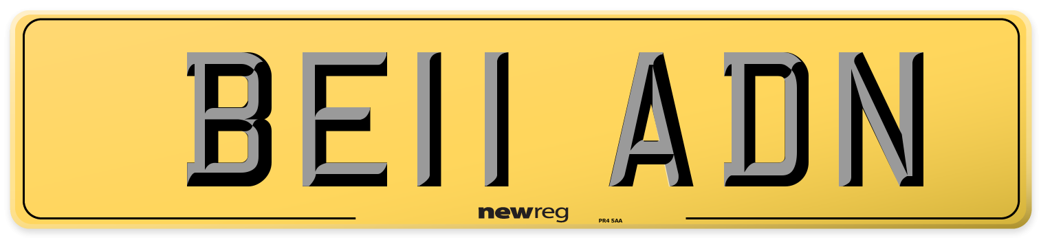 BE11 ADN Rear Number Plate