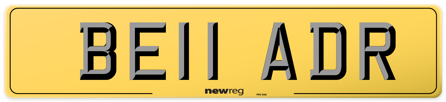 BE11 ADR Rear Number Plate