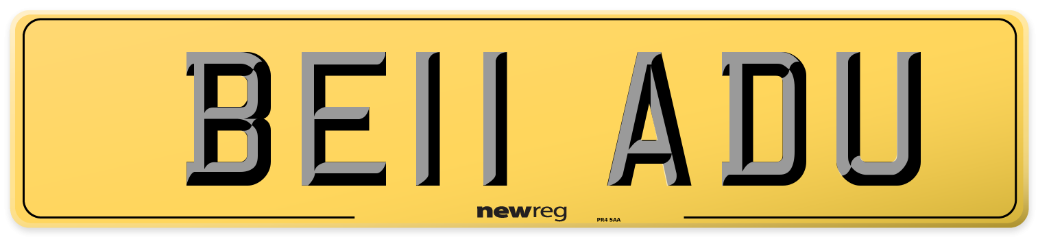 BE11 ADU Rear Number Plate