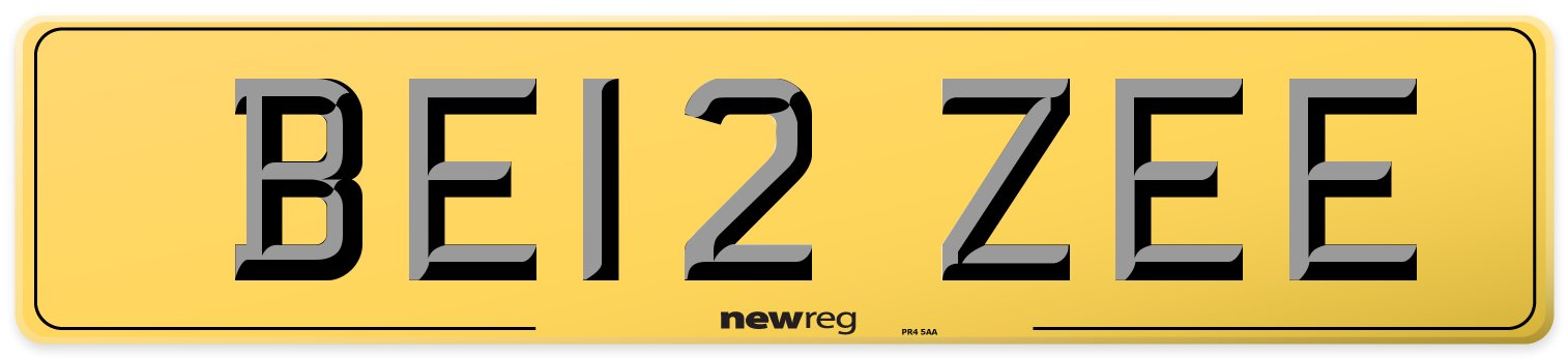 BE12 ZEE Rear Number Plate