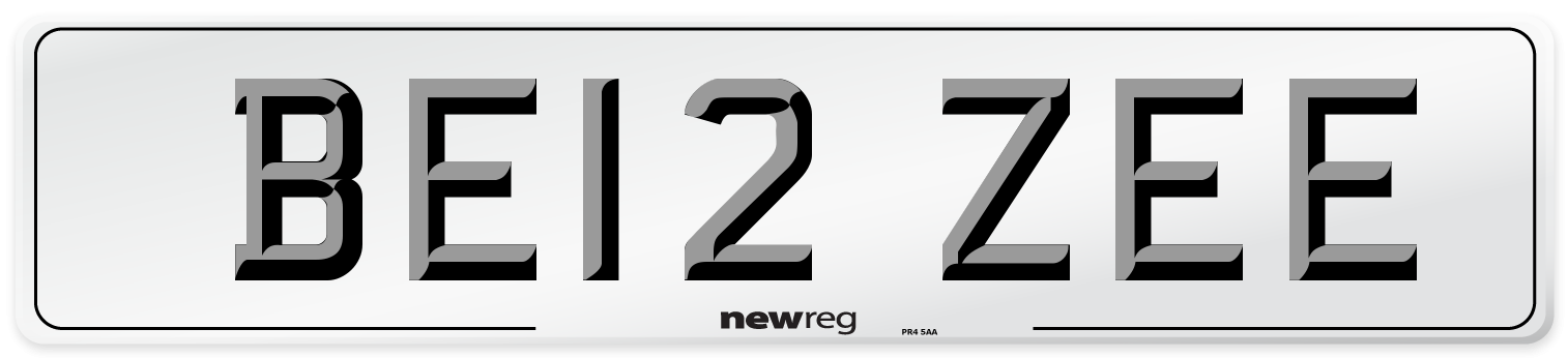 BE12 ZEE Front Number Plate