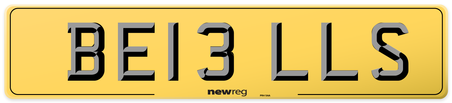 BE13 LLS Rear Number Plate