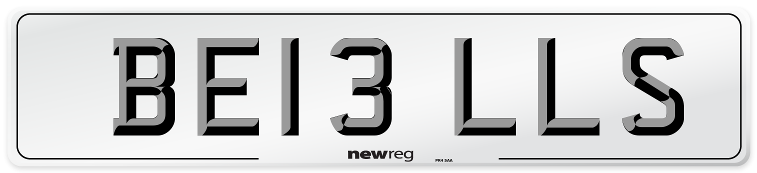 BE13 LLS Front Number Plate