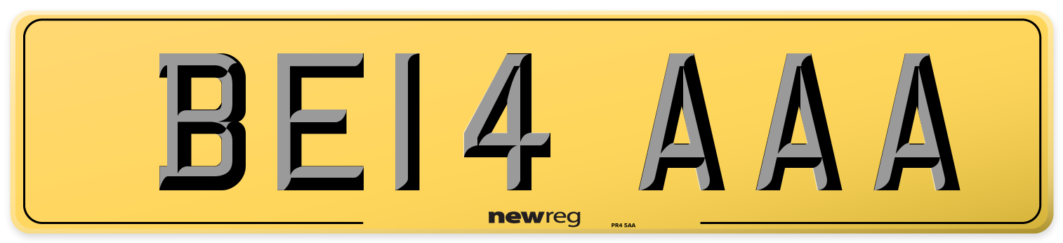 BE14 AAA Rear Number Plate